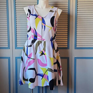 Attention Geometric Print Sleeveless Dress
